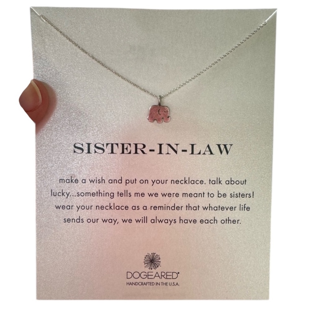 Dogeared “Sister in Law” Good Luck Elephant Charm Silver Necklace, 16” Chain